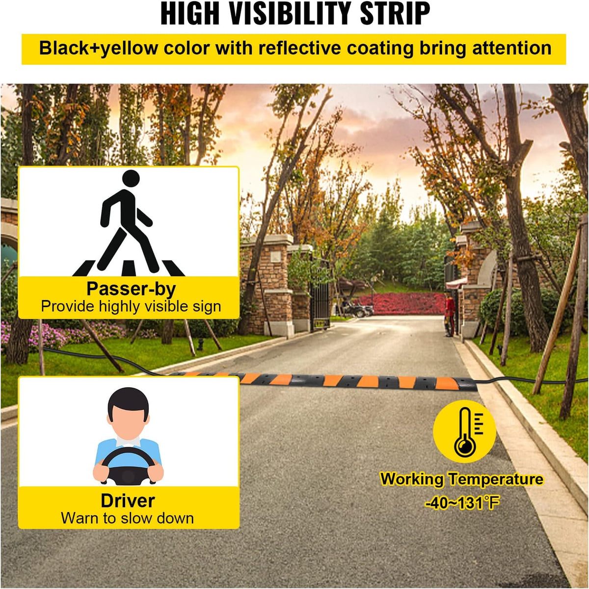 Rubber Speed Bump, 2 Pack, 72.8 Long Modular Speed Bump, 22000 LBS Load Capacity N372189