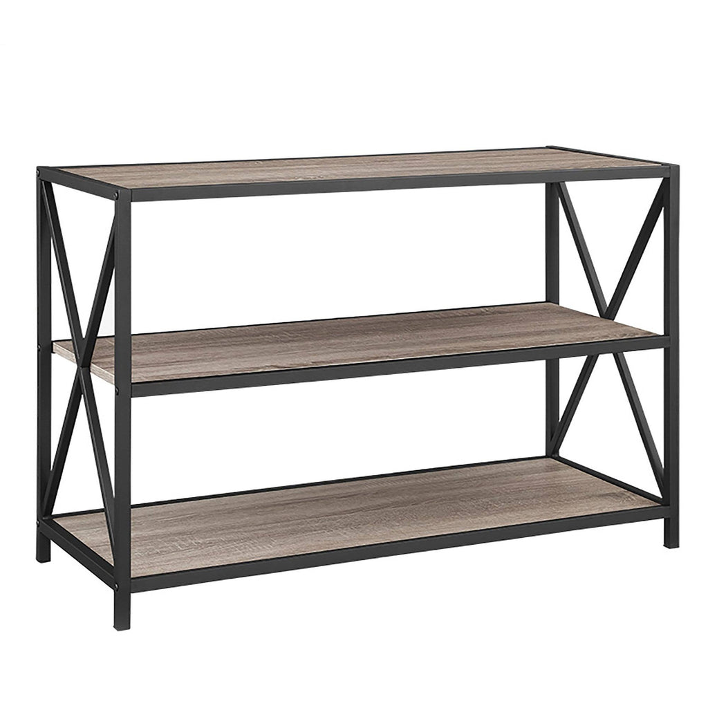 Rustic Oak / Black Metal X-Frame Bookshelf E84741