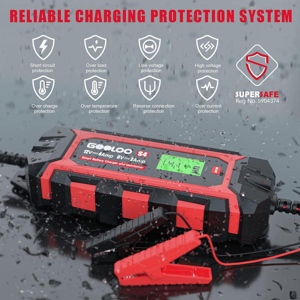 4-Amp 6V 12V Car Battery Charger Maintainer, Pack of 2 Q524