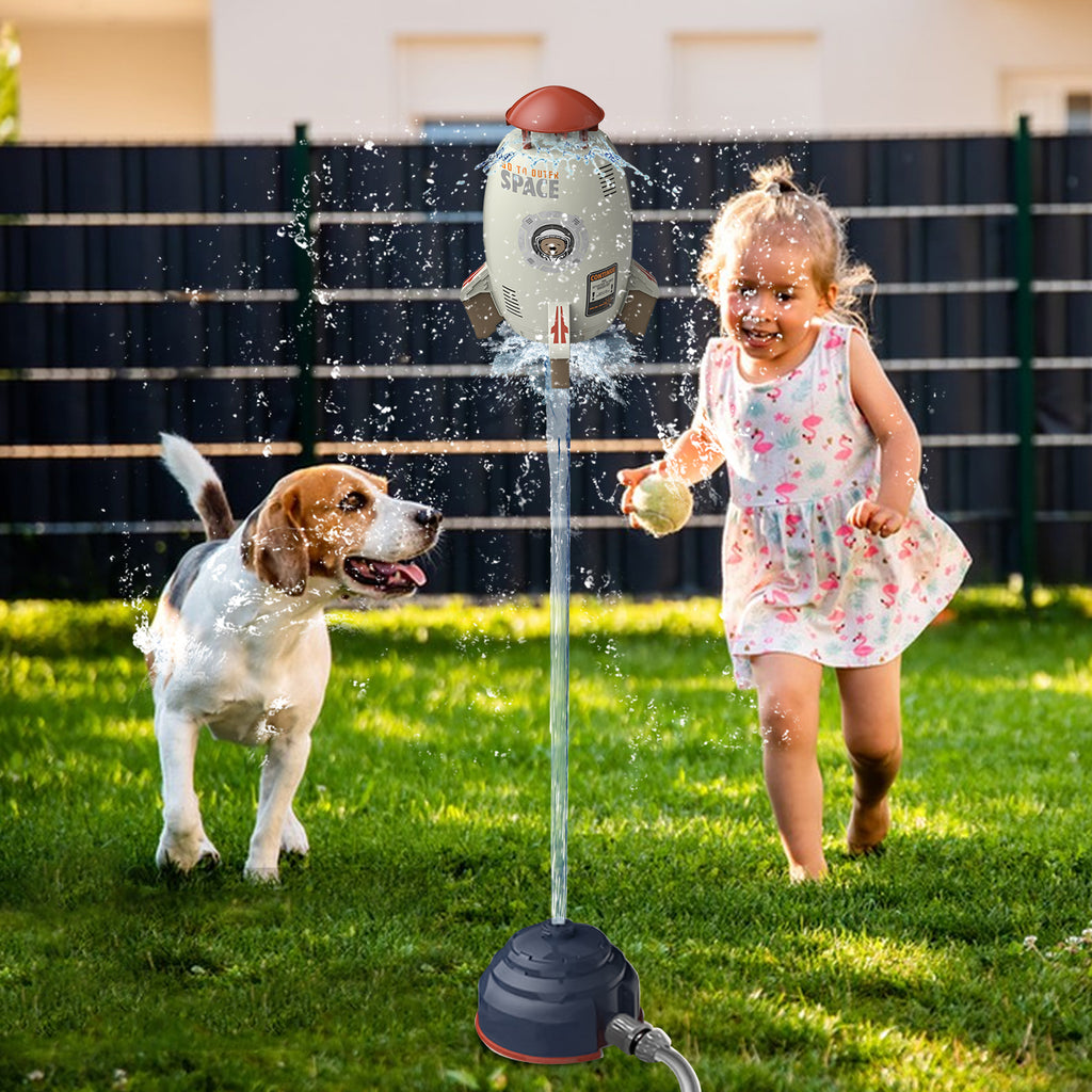 Rocket Outdoor Water Toys Sprinkler 360-Degree Rotation Attaches to Garden Hose R11933