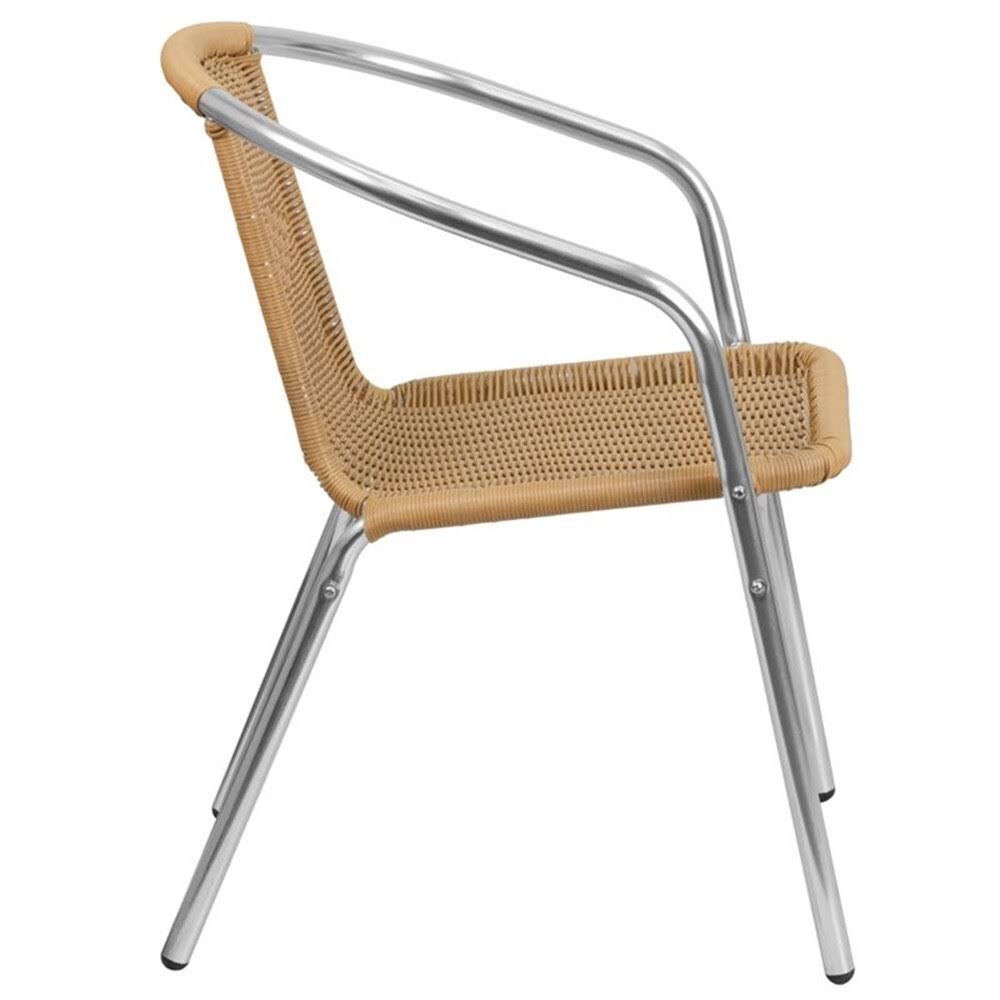 Beige Aluminum and Rattan Stacking Patio Chair J508863