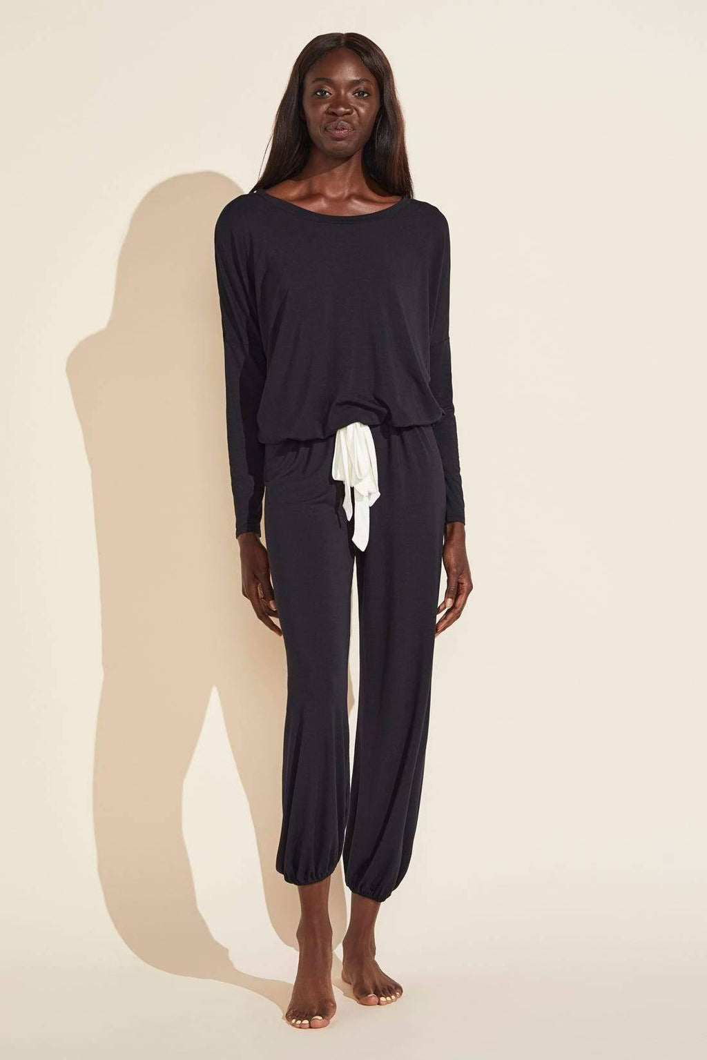 Black/Ivory Modal Slouchy PJ Set P3117