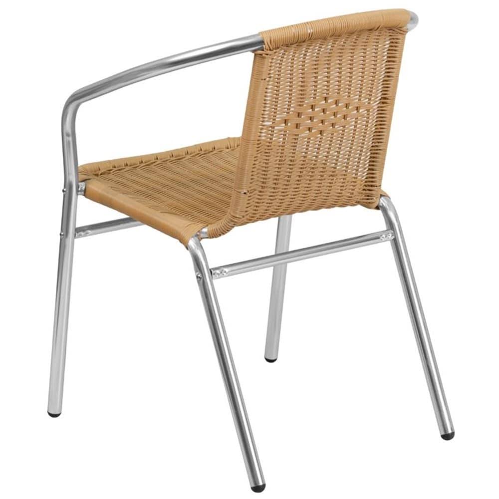 Beige Aluminum and Rattan Stacking Patio Chair J508863