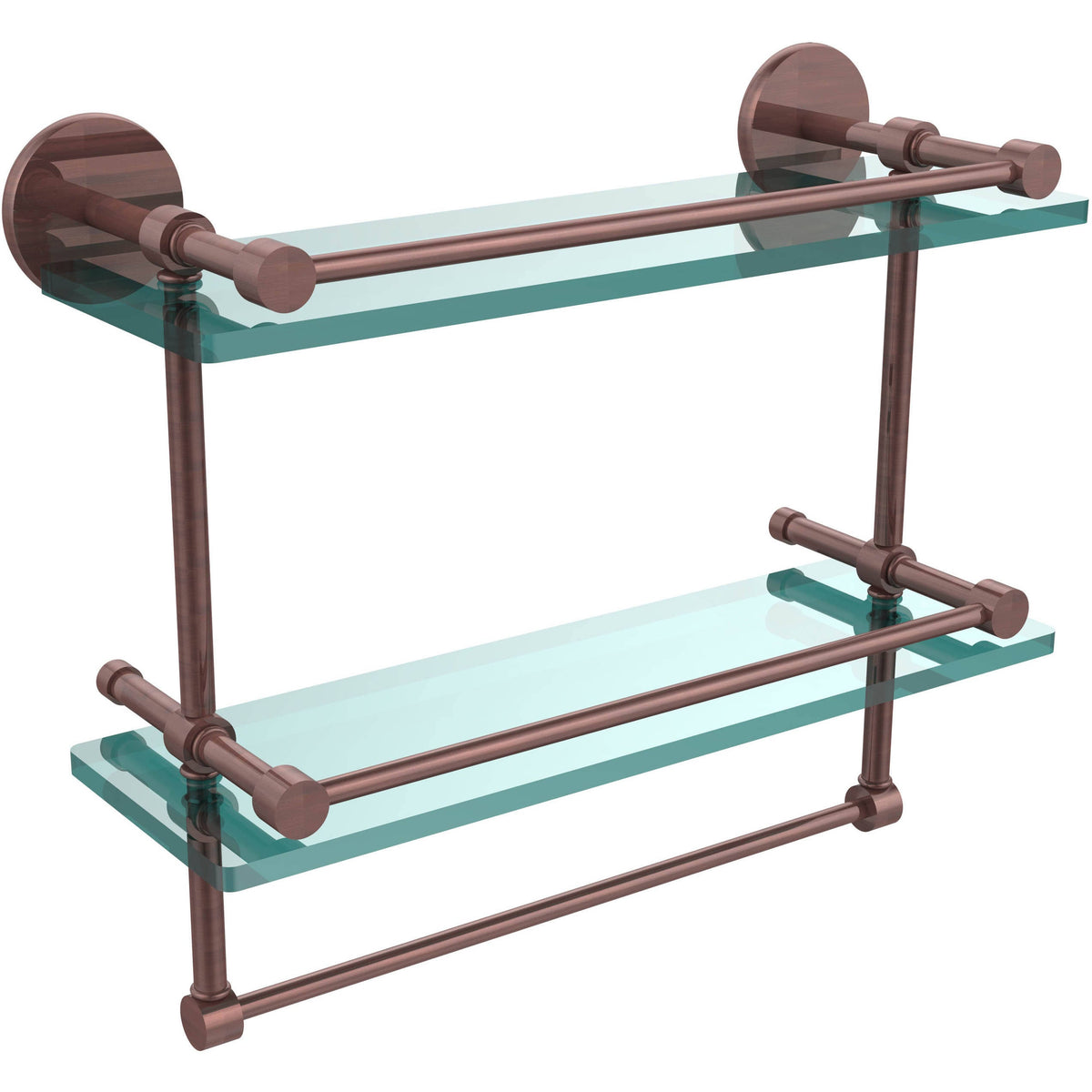 Polished Chrome Double Glass Shelf with Towel Bar P705