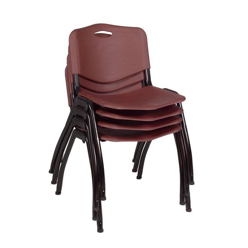 Cherry Training Table and 2 Blue Stack Chairs X392