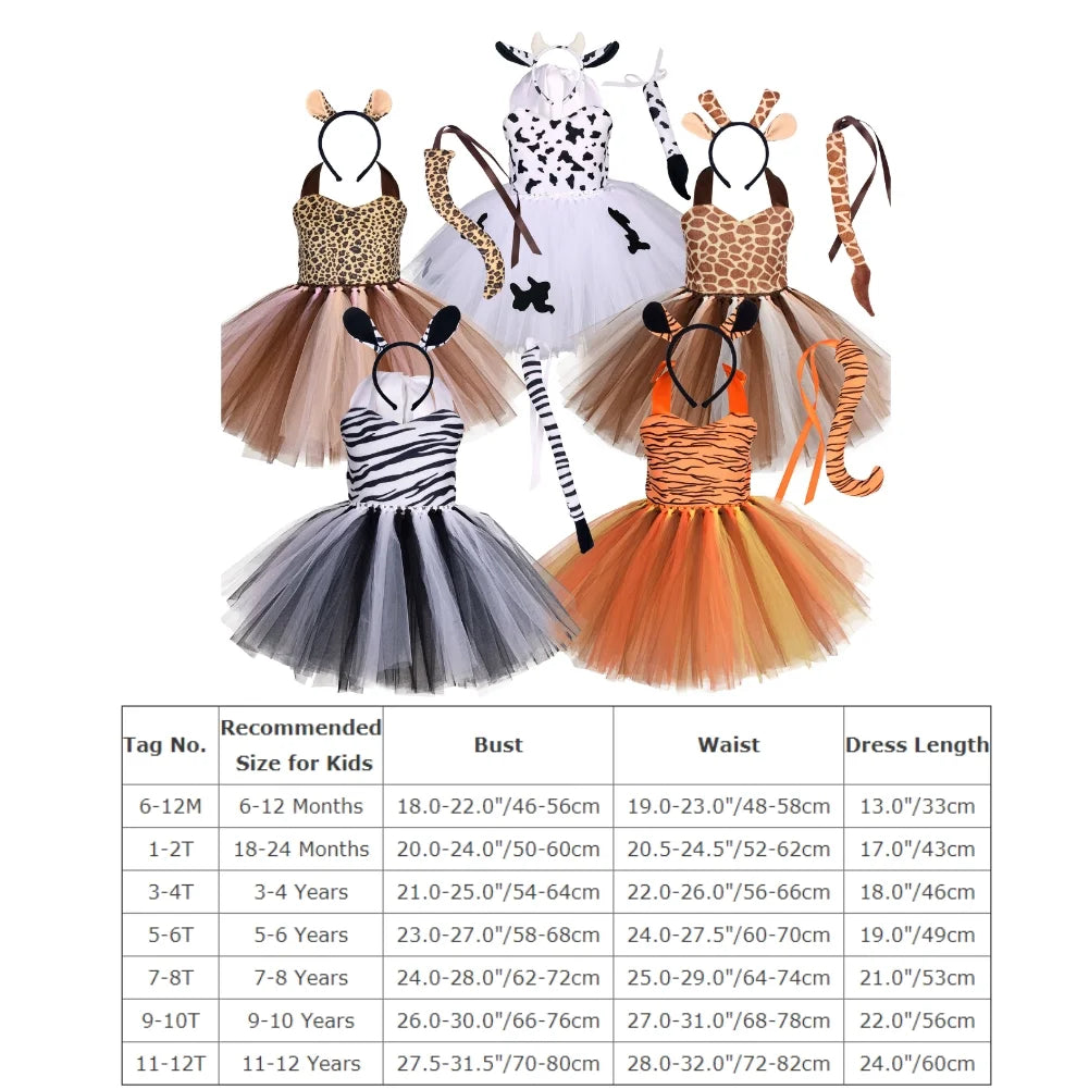 Kids Girls Giraffe Tutu Dress up Outfits with Headband Tails N474719