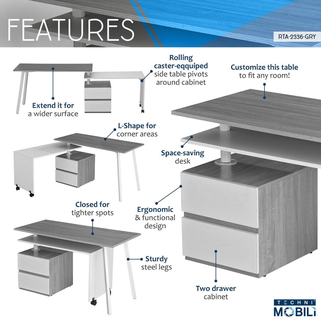 Gray Rotating Multi-Positional Desk N39819