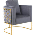 Gray Velvet Chair with Gold Iron Metal Base W224116