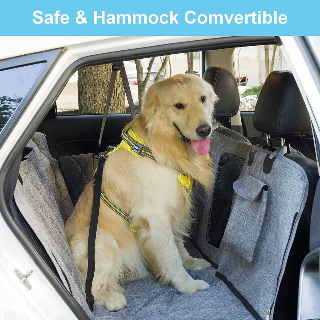 Gray Waterproof Dog Car Seat Cover with Mesh Window O2229