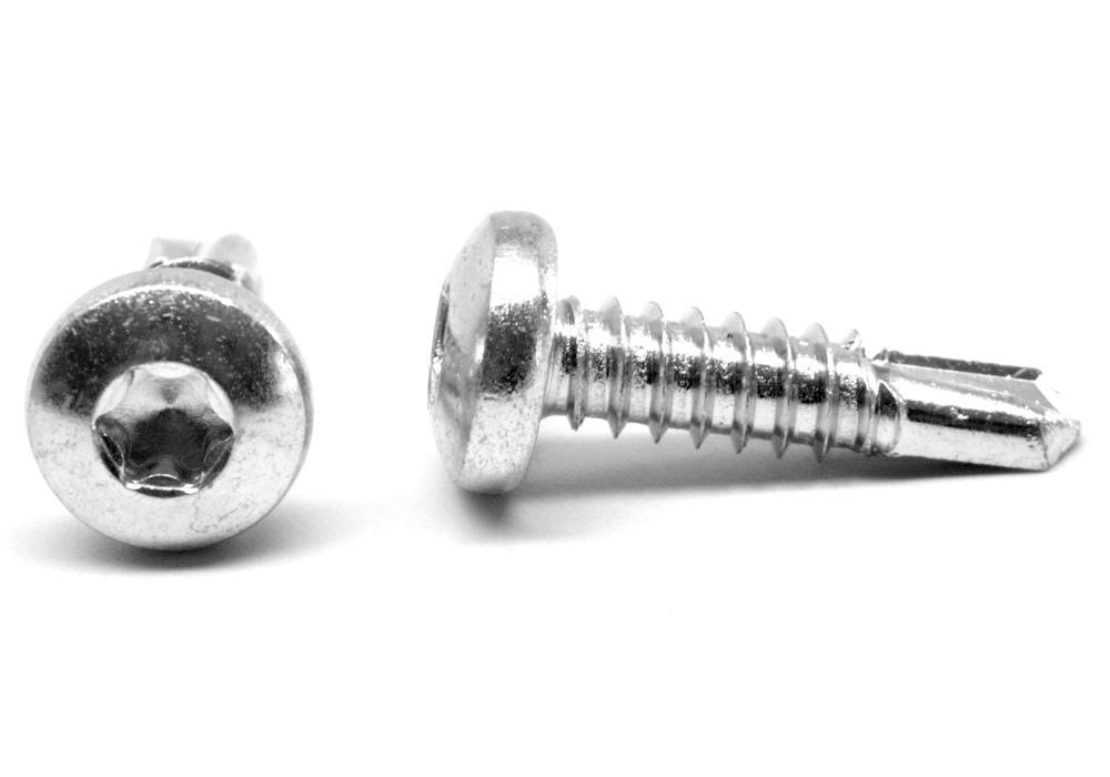 1/4-14 x 3/4 Self Drilling Screw 6 Lobe Pan Head Low Carbon Steel Zinc Plated B56373