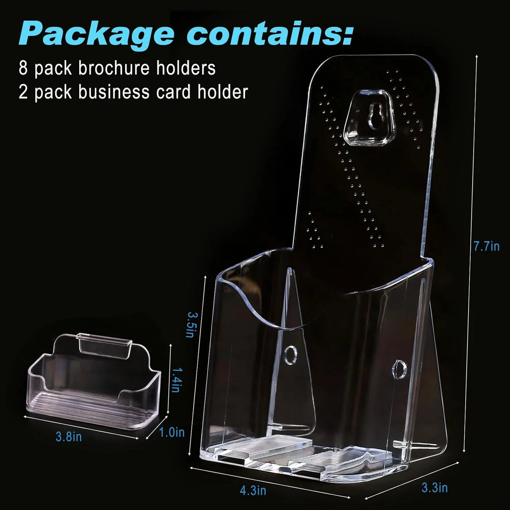 8 Pack Acrylic Brochure Holder Clear Plastic Rack Card Holder H34495