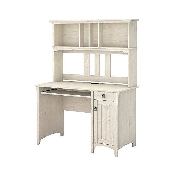Antique White Computer Desk with Hutch V97510