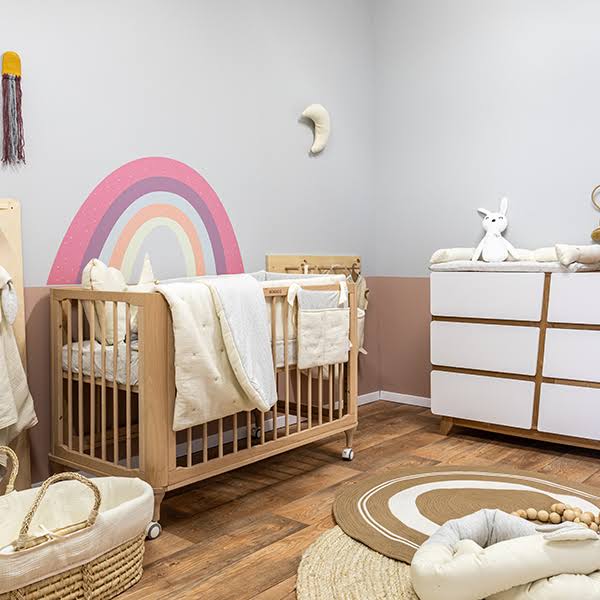 Beige Cotton 3 Piece Crib Bedding Set W826125