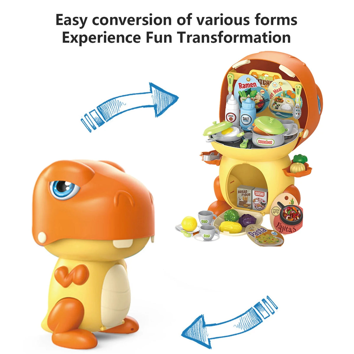 Play House Dinosaur Storage Set Cooking Toy Kitchen Set With Play Food I6029