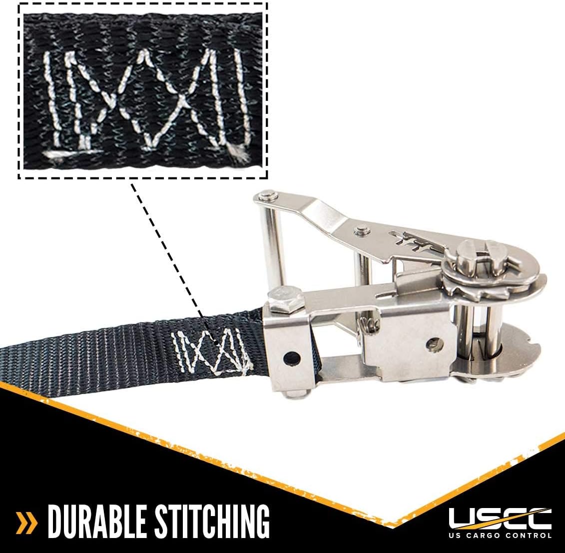Stainless Steel Ratchet Strap Tie Down 1 Inch x 15 Foot Black 4 Pack Z4568