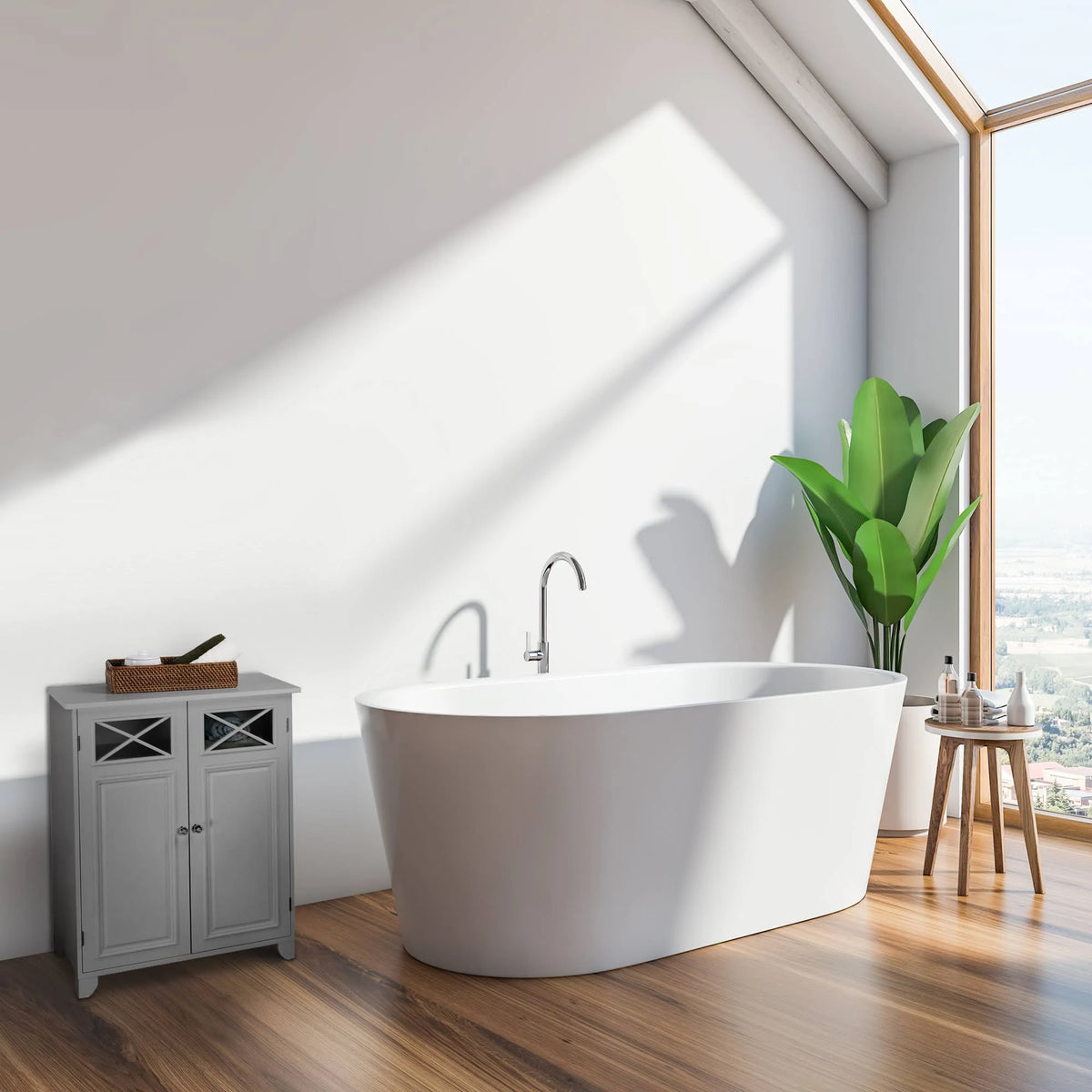 Grey 2 Door Floor Cabinet V351