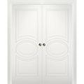 Matte White MDF Sliding French Double Pocket Doors with Kit Rail Hardware N323