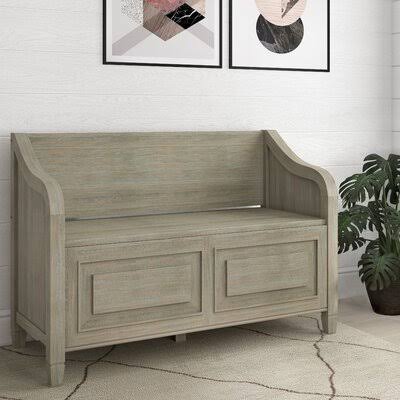 Distressed Gray Wood Flip Top Storage Bench F811717