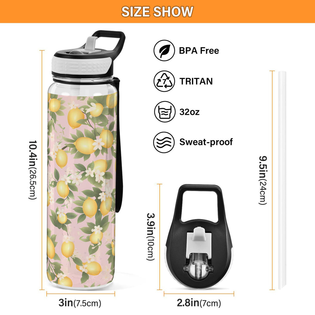 32oz Tritan Leakproof Clear Water Bottle with Straw G62253