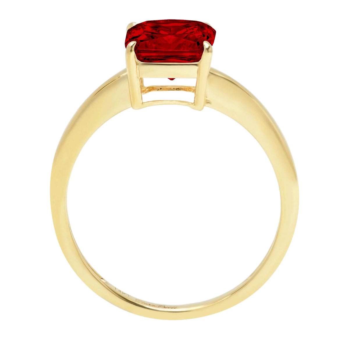 2.0ct Asscher Cut Red Natural Garnet 18k Yellow Gold Solitaire Ring Size 3.5 B9680