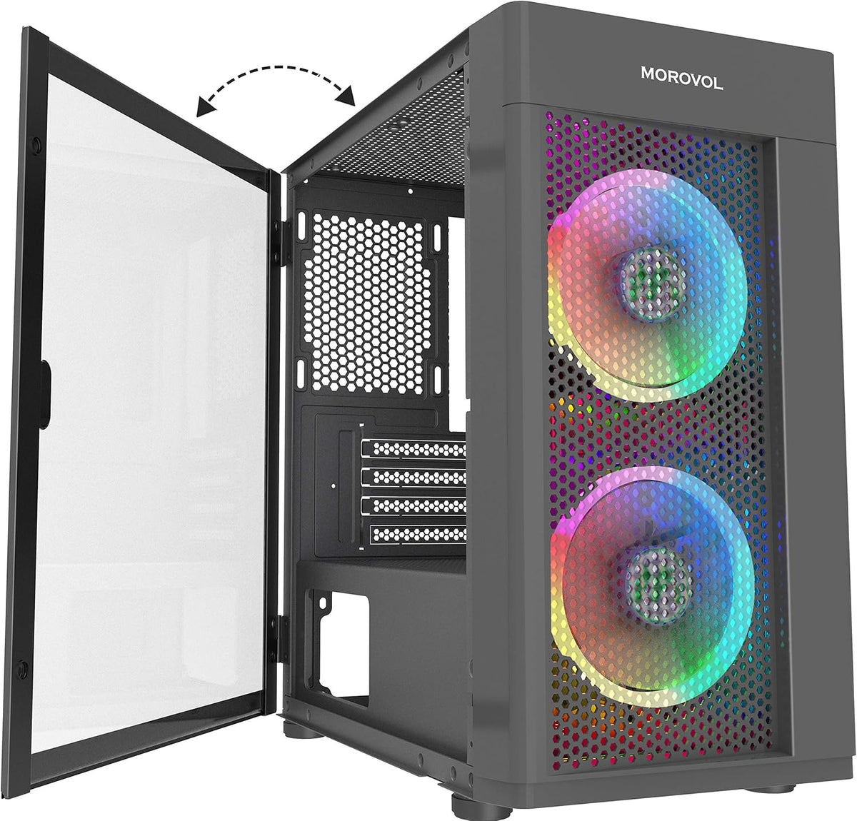 Pink Micro ATX Computer Case with Tempered Glass Panel I802076