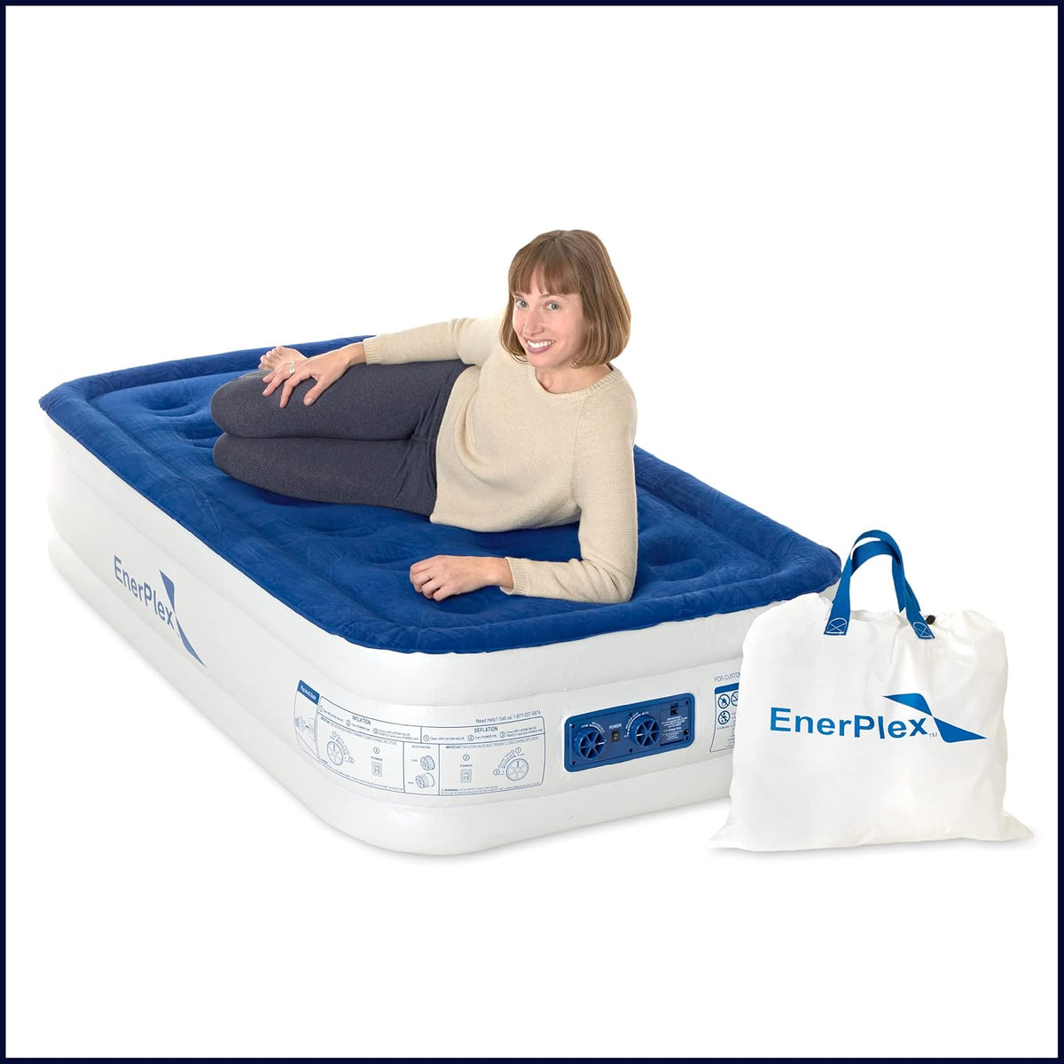 Luxury 13 Inflatable Twin Air Mattress with Built-in Dual Pump A556173