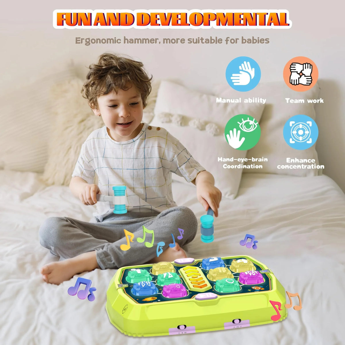 Green Interactive Whack a Mole Game with 2 Soft Hammers R8534
