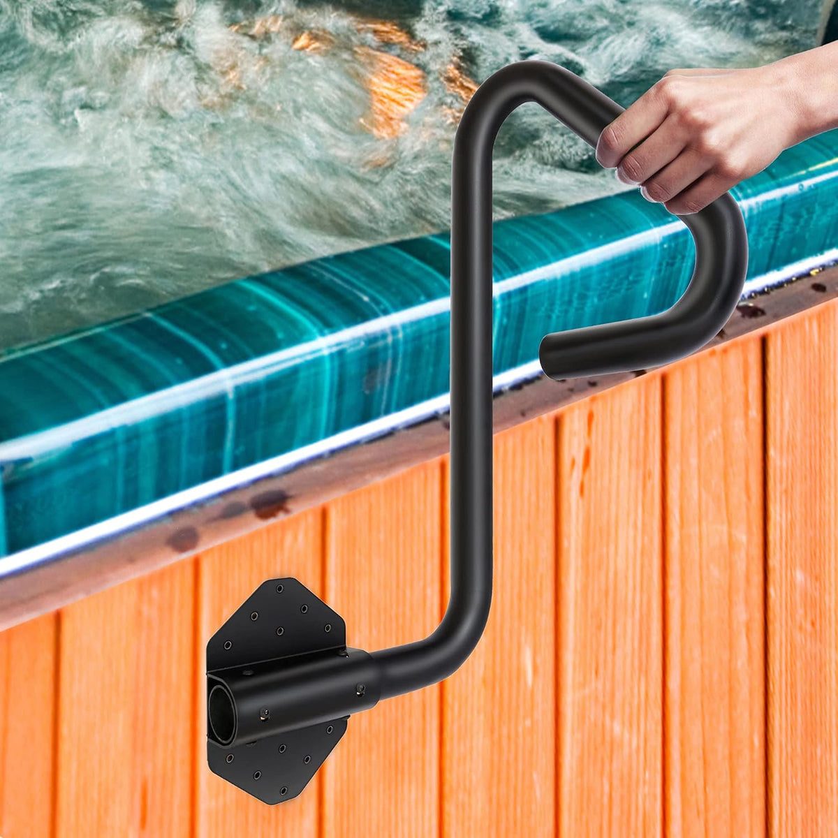 Spa Safety Handrail 57'' Hot Tub Handrail 600LBS Capacity Hot Rail, Spa Hand Railing with Slide-Under Base T8107