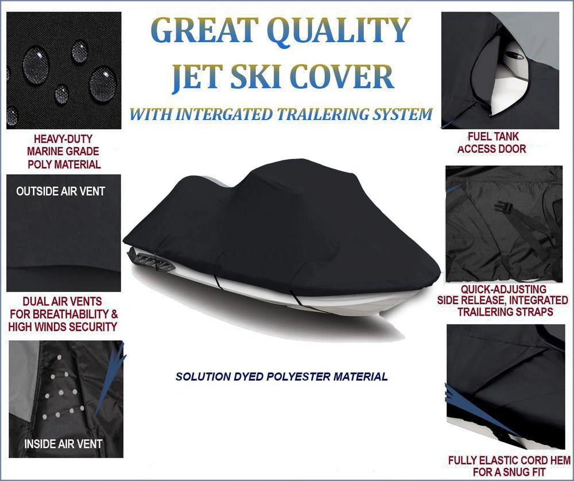 Black 600 Denier Jet Ski Cover K18192