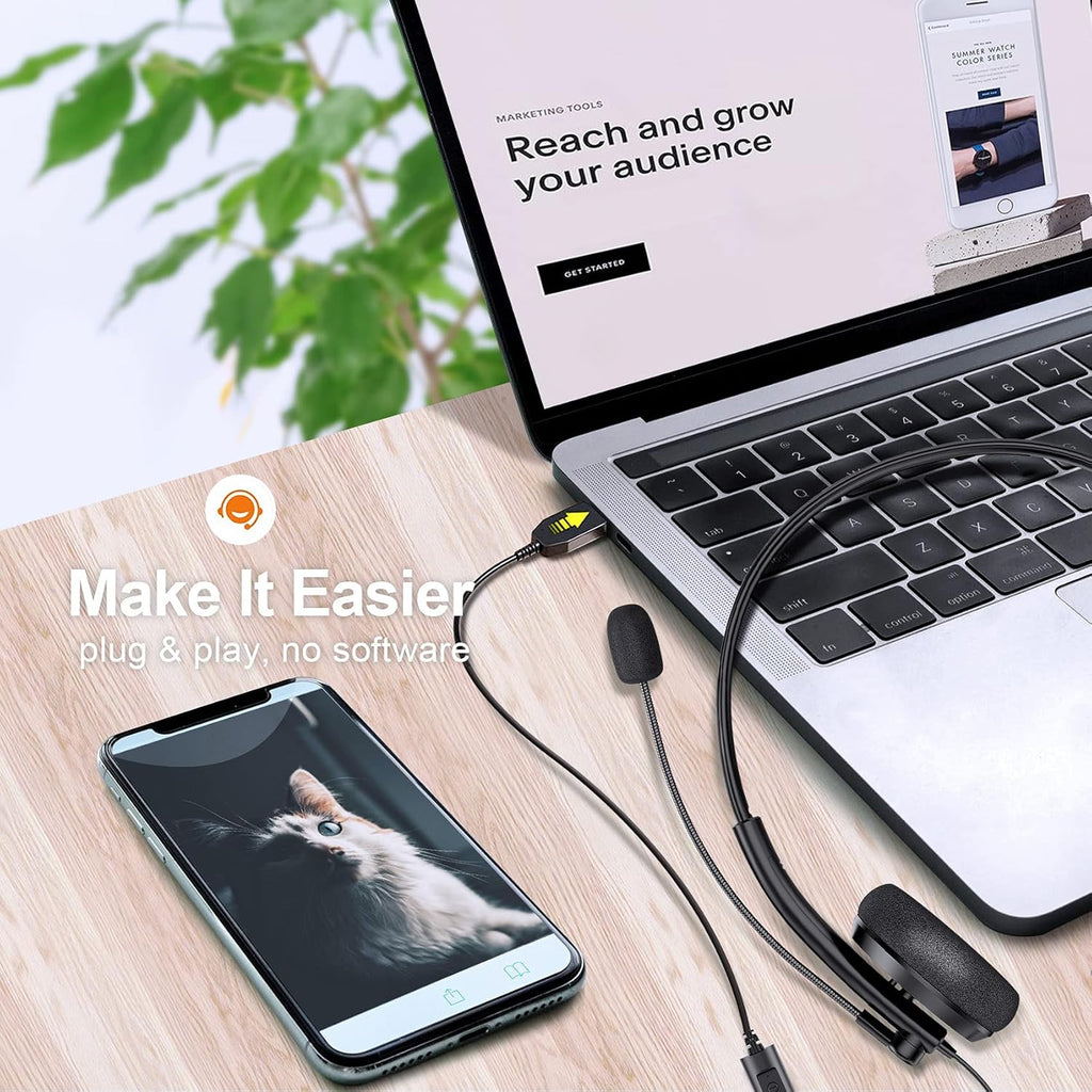 USB Headset with Microphone Noise Cancelling for Laptop PC Office Headset Pack of 2 P297195