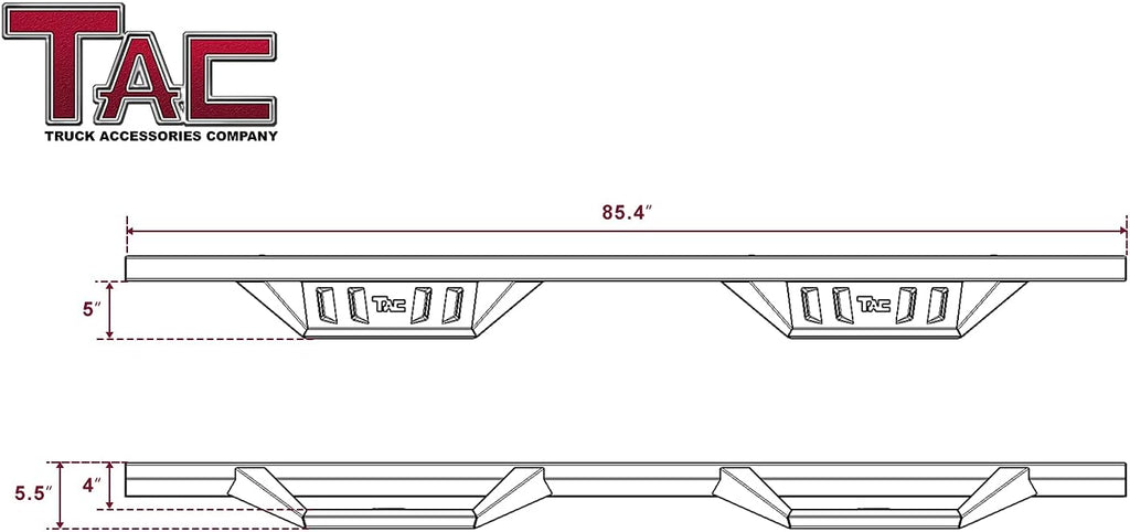 Black Fine Texture Truck Running Boards 2Pcs D78939