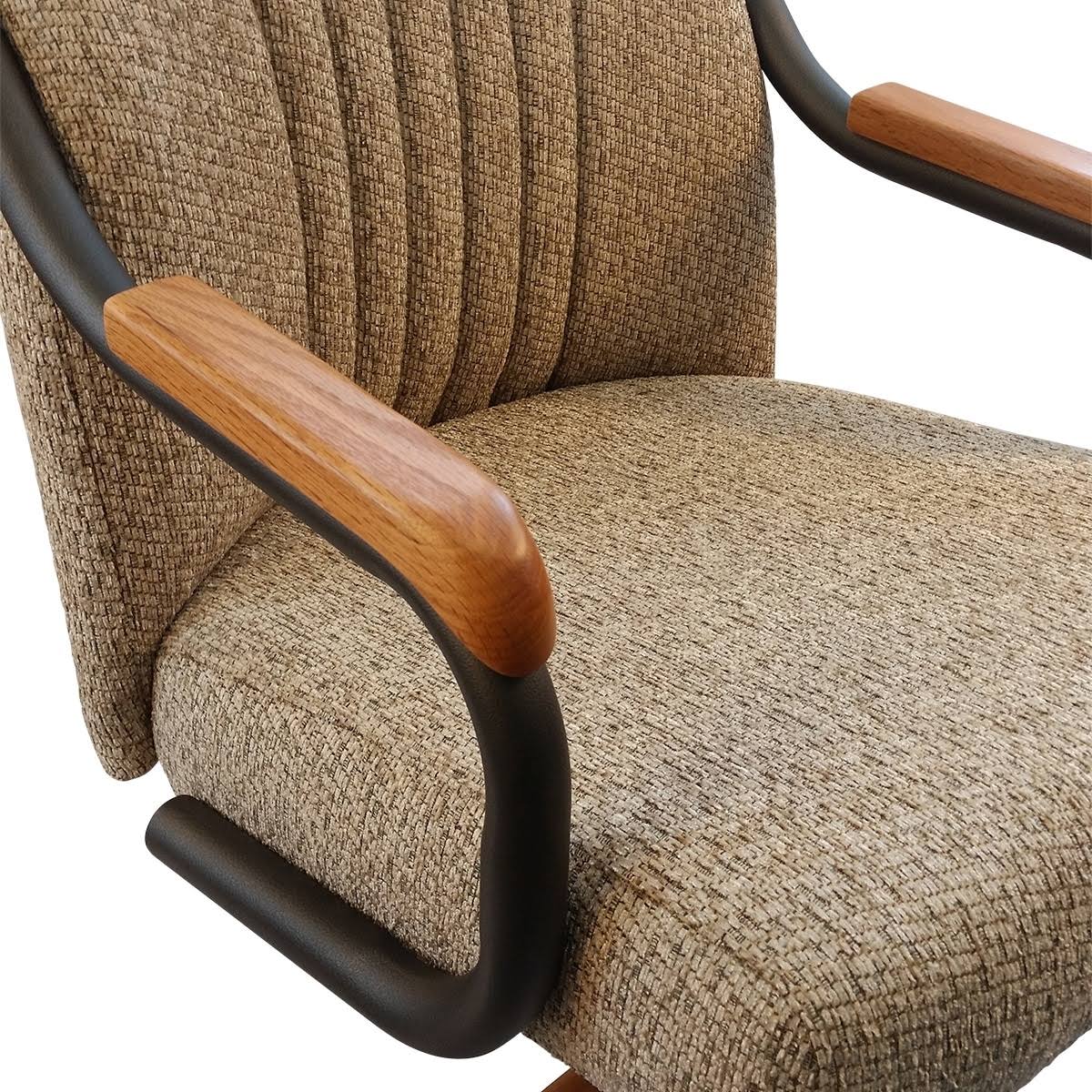 Swivel Tilt Caster Arm Chair in Wheat Tweed Fabric I905815