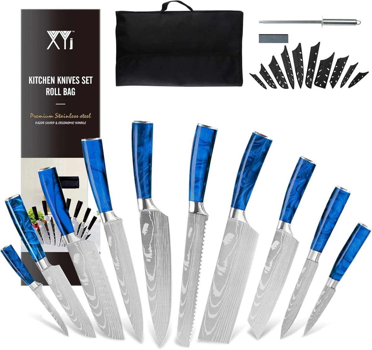 10 Piece Stainless Steel Kitchen Knife Set with Carry Case Bag B28157