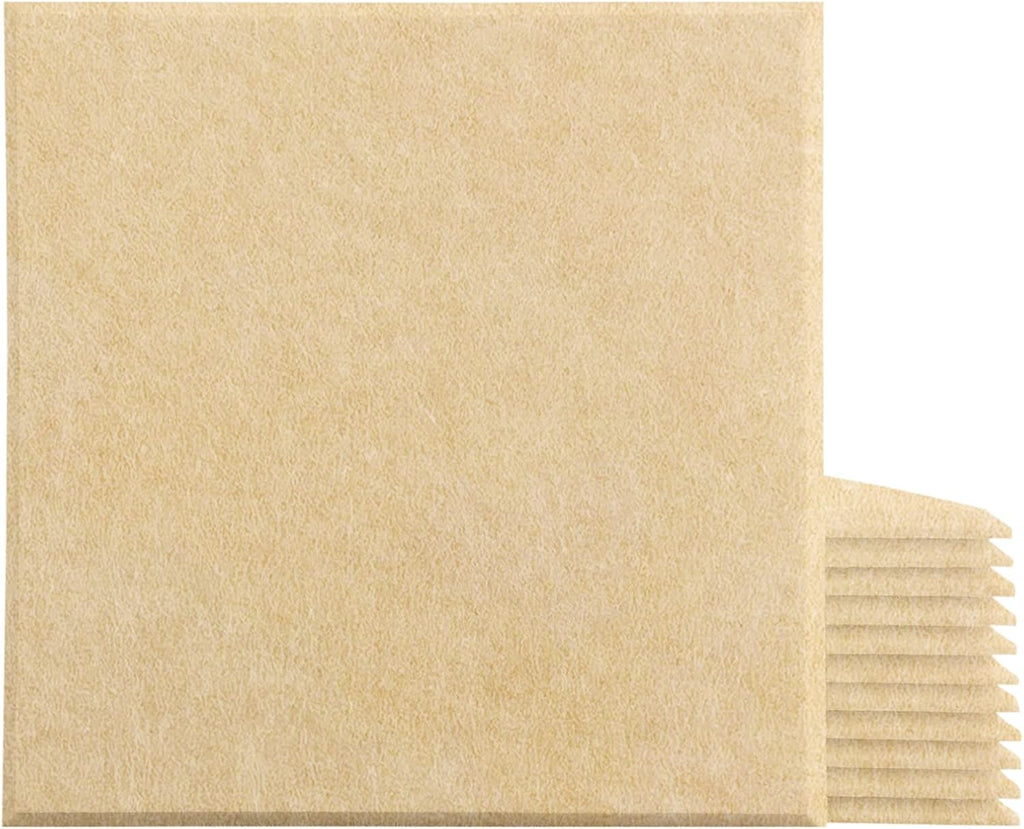 12 Pack Acoustic Panels, 12 X 12 X 0.4 Inch Brown Sound Absorbing Panel I371