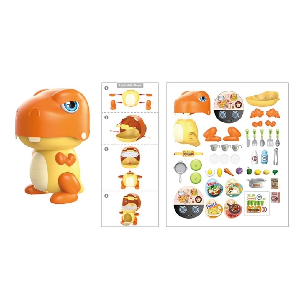 Play House Dinosaur Storage Set Cooking Toy Kitchen Set With Play Food I6029