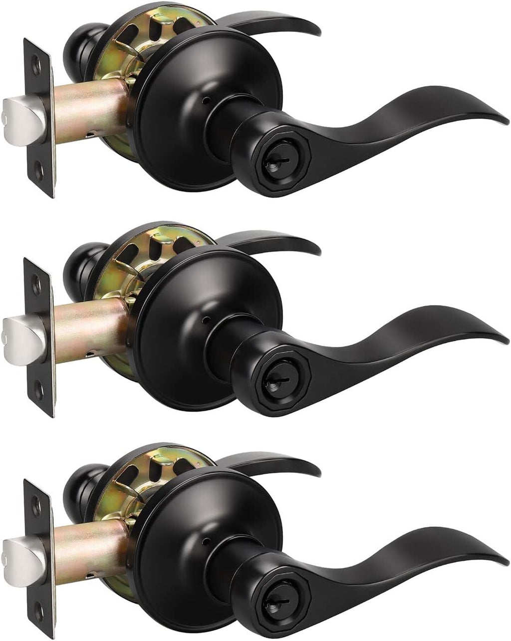 10 Pack Matte Black Passage Door Lever Sets S96879
