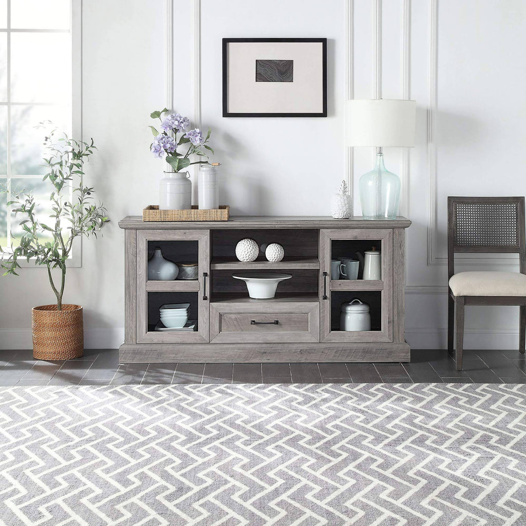 Grey Wash TV Stand with Drawer and Shelves I176246