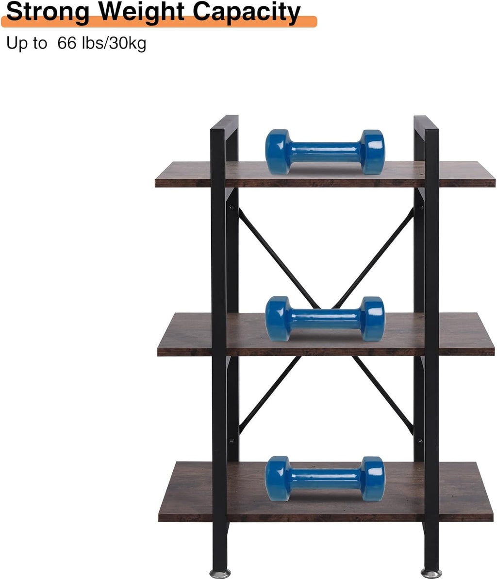 3-Shelf Vintage Wood and Metal Bookcase W2547