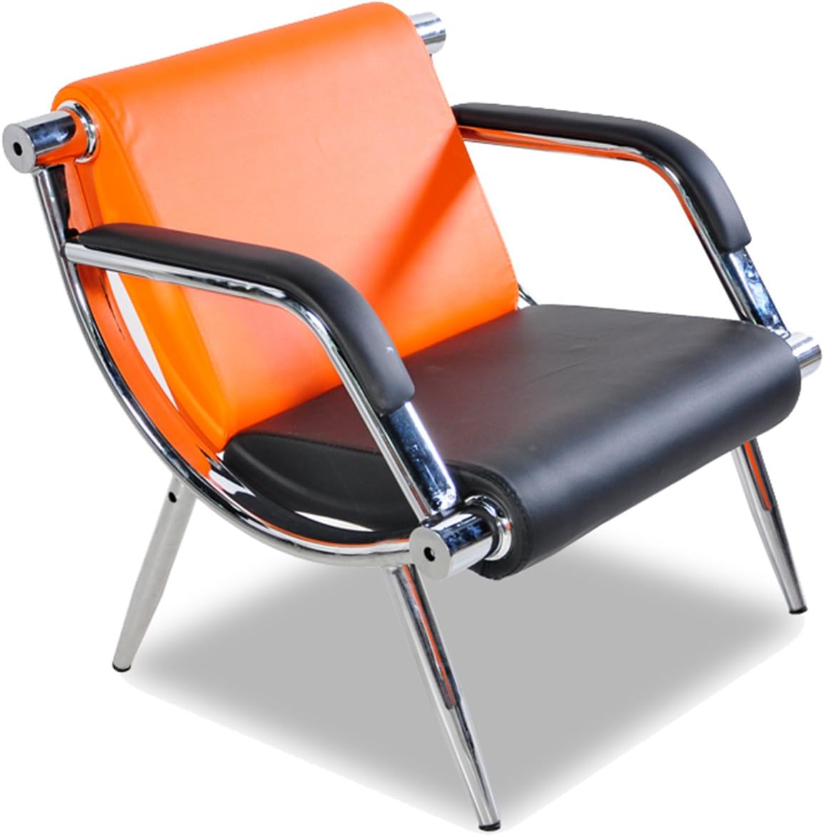 Orange And Black PU Leather Reception Chair V47460