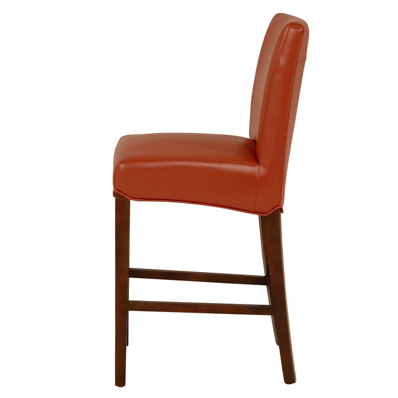 26" Bonded Leather Counter Stool in Orange - Set of 3 X938
