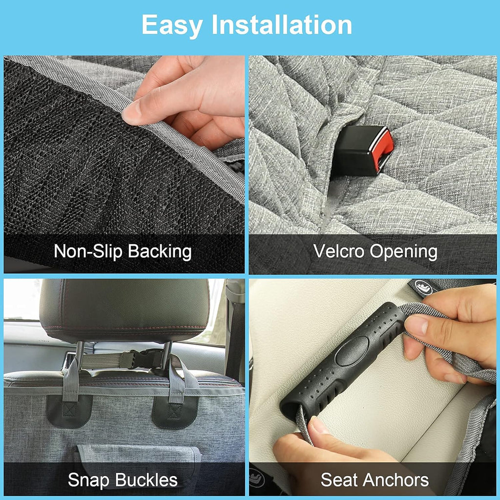 Gray Waterproof Dog Car Seat Cover with Mesh Window O2229