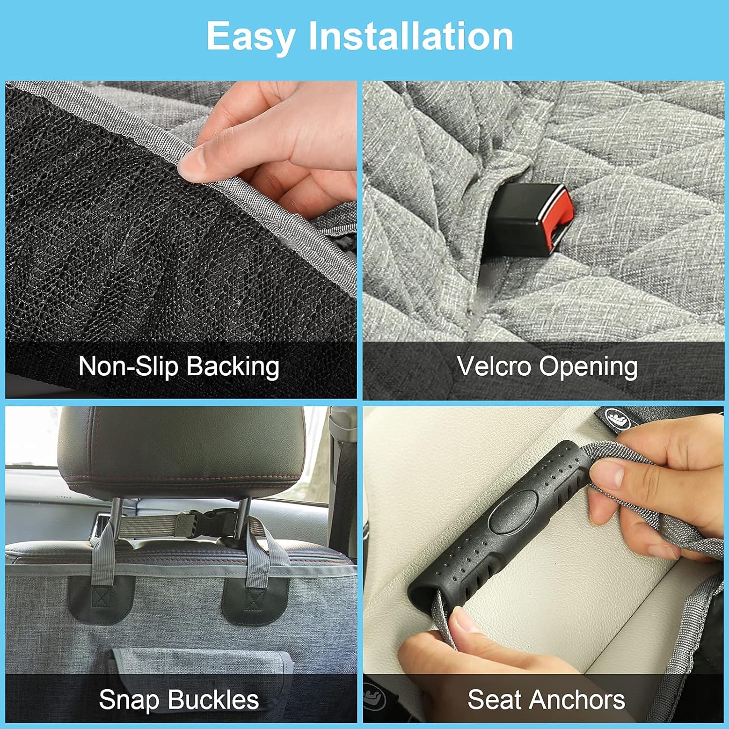 Gray Waterproof Dog Car Seat Cover with Mesh Window O2229