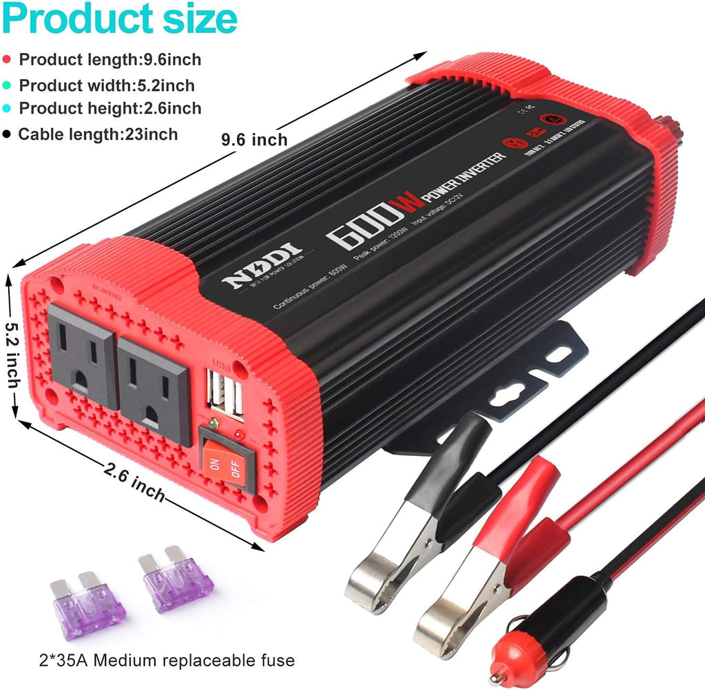 600W Car Power Inverter 12V DC to 110V AC Converter with Dual USB G735