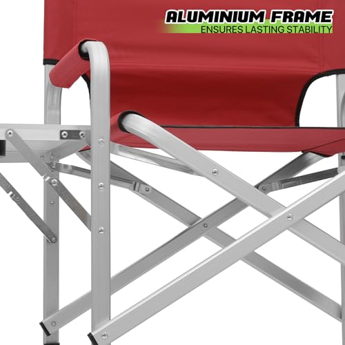 Dark Green Folding Camping Director Chair with Side Table F836