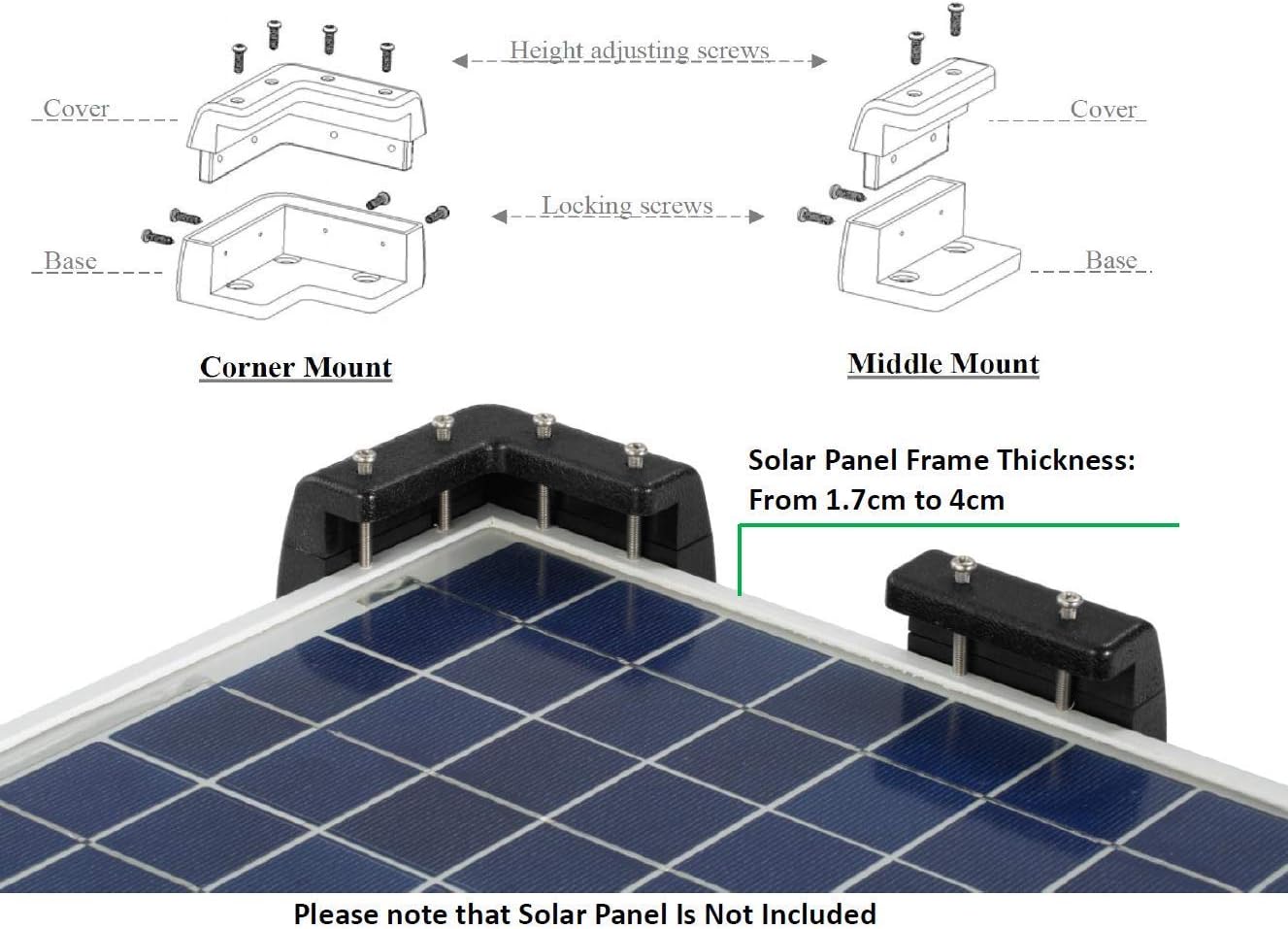 Solar Panel Mounting Brackets Corner Mount Kits for Framed Solar Panels, Pack of 2 N766