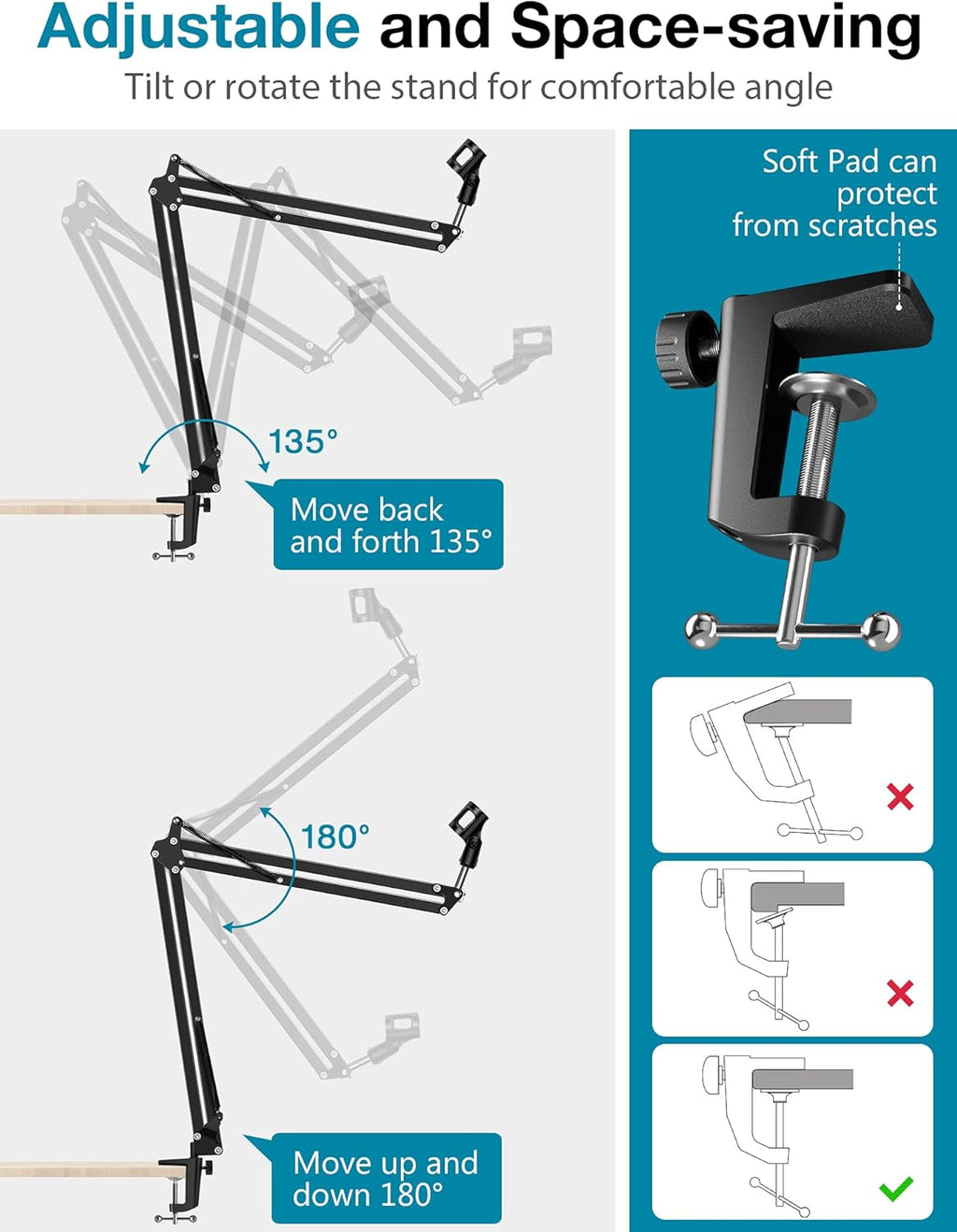 Boom Scissor Arm Microphone Stand with Shock Mount, Pack of 2 A256982