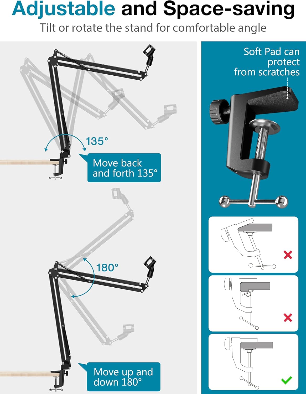 Boom Scissor Arm Microphone Stand with Shock Mount, Pack of 2 A256982