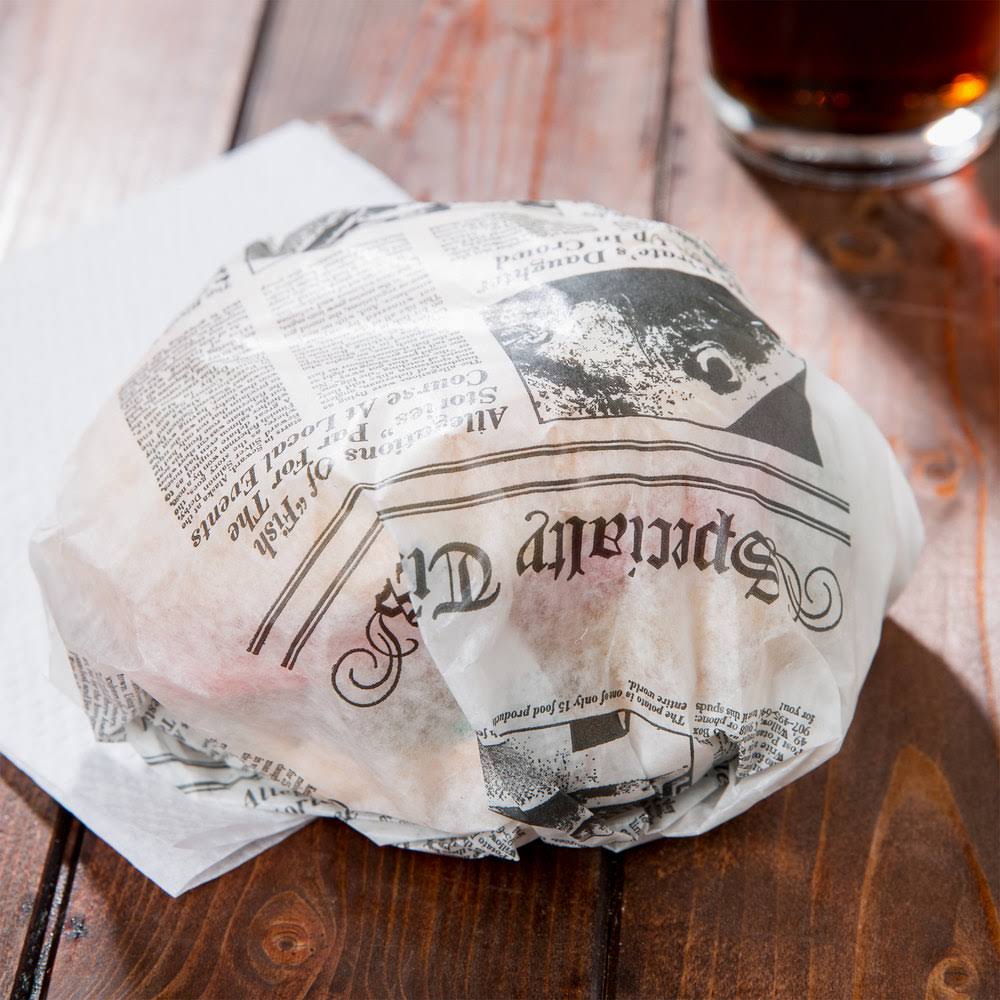 White Newspaper Print Deli Sandwich Wrap Paper - 1000/Pack Y5721