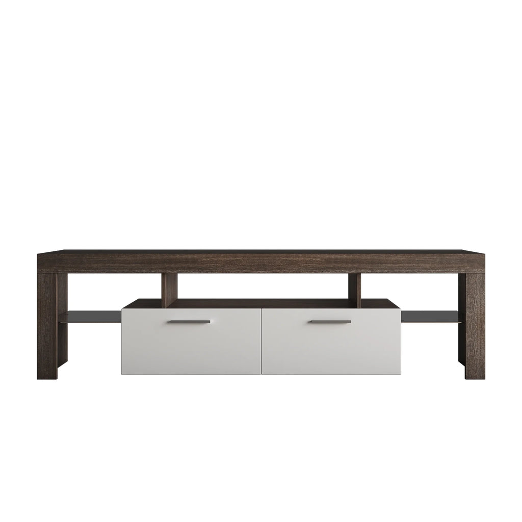 Brown Farmhouse TV Stand with Storage Drawers and Media Shelves Y274