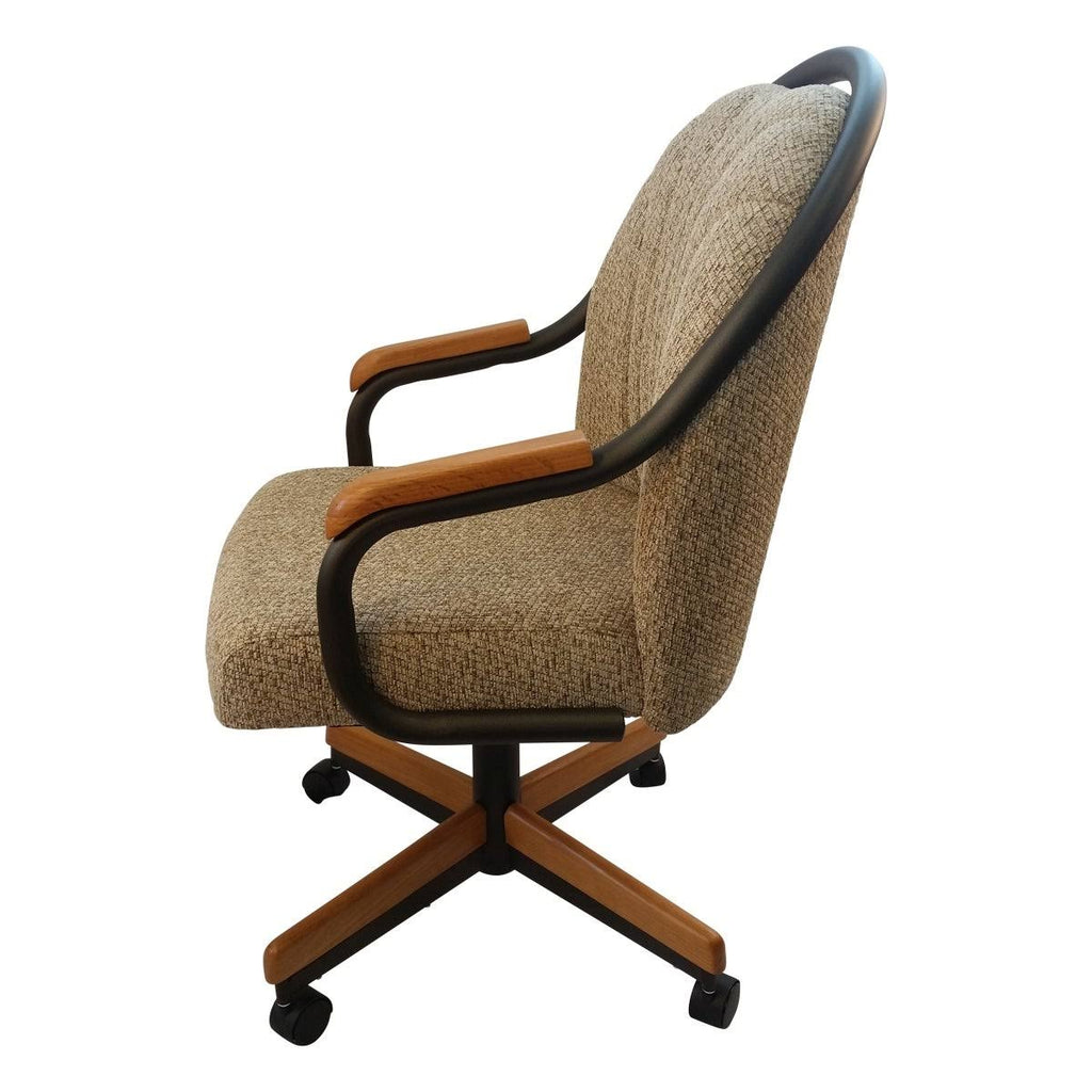 Swivel Tilt Caster Arm Chair in Wheat Tweed Fabric I905815